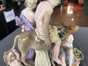 A polychrome Meissen porcelain 'Silenus' group and a Portuguese maiolica jardini&egrave;re, 19th/20th C.