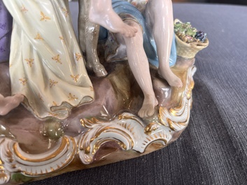 A polychrome Meissen porcelain 'Silenus' group and a Portuguese maiolica jardini&egrave;re, 19th/20th C.