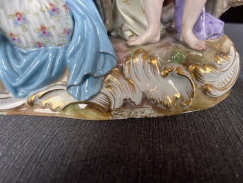 A polychrome Meissen porcelain 'Silenus' group and a Portuguese maiolica jardini&egrave;re, 19th/20th C.