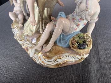 A polychrome Meissen porcelain 'Silenus' group and a Portuguese maiolica jardini&egrave;re, 19th/20th C.
