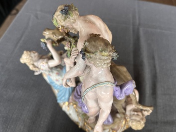 A polychrome Meissen porcelain 'Silenus' group and a Portuguese maiolica jardini&egrave;re, 19th/20th C.
