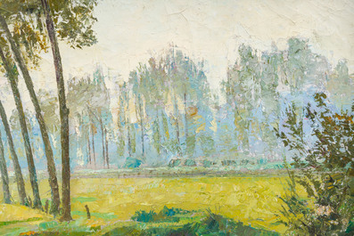 Louis Broeckaert (1892-1957): 'La Senne &agrave; Beersel', huile sur toile, dat&eacute; (automne) 1944