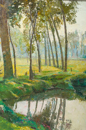 Louis Broeckaert (1892-1957): 'La Senne &agrave; Beersel', huile sur toile, dat&eacute; (automne) 1944