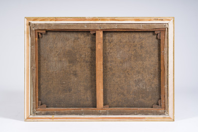 Frans Van Huffel (19&egrave;me/20&egrave;me si&egrave;cle): Vue du quai &agrave; Bruxelles, huile sur toile