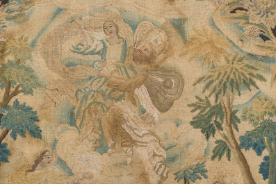 Panneau de broderie figurant l'Assomption de Marie, Angleterre, 18&egrave;me si&egrave;cle