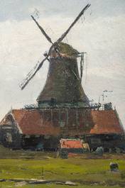 Paul Kuhstoss (1870-1898): Moulin au bord du village, huile sur toile
