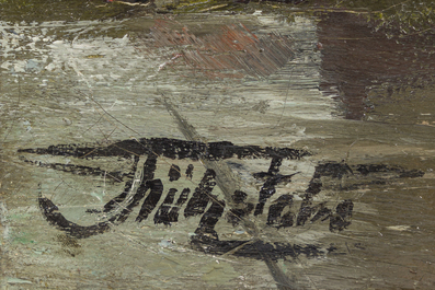 Paul Kuhstoss (1870-1898): Moulin au bord du village, huile sur toile