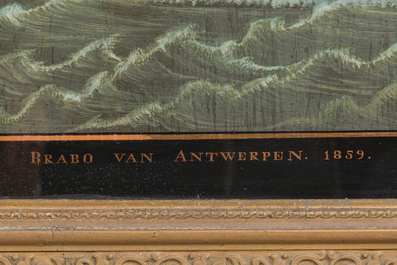 Carolus Ludovicus Weyts (1828-1876, attribu&eacute; &agrave;): 'Brabo van Antwerpen', &eacute;glomis&eacute;, dat&eacute; 1859