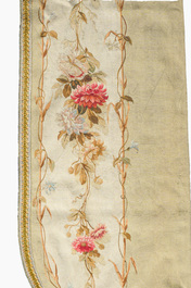 A pair of French Napoleon III Aubusson tapestry portieres with floral design, 19th C.