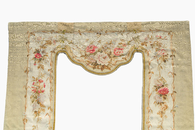A pair of French Napoleon III Aubusson tapestry portieres with floral design, 19th C.