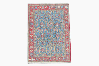 A Persian Qom (Qum/Ghom) Kork rug with floral design, wool on cotton, 20th C.