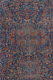 A Persian Kashan Mohtashem rug with floral design, wool on cotton, mid 20th C.