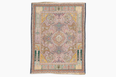 A Persian Tabriz rug with floral design and many references to ancient Persian culture, wool on cotton, 20th C.