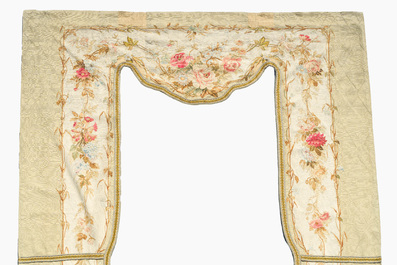 A pair of French Napoleon III Aubusson tapestry portieres with floral design, 19th C.