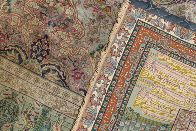 A Persian Tabriz rug with floral design and many references to ancient Persian culture, wool on cotton, 20th C.