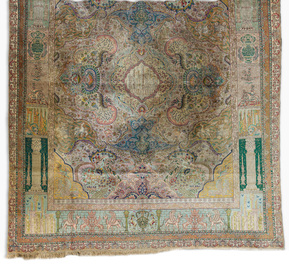 A Persian Tabriz rug with floral design and many references to ancient Persian culture, wool on cotton, 20th C.