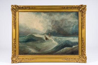 Fran&ccedil;ois Pierre Barry (1813-1905, attribu&eacute; &agrave;): Le naufrage, huile sur toile, 19&egrave;me si&egrave;cle