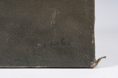 Carl Hensler (19&egrave;me/20&egrave;me si&egrave;cle): Cavalier &agrave; cheval, huile sur toile, dat&eacute; (19)32