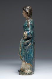 Sainte femme en bois sculpt&eacute; et polychrom&eacute;, Flandres, 17&egrave;me si&egrave;cle