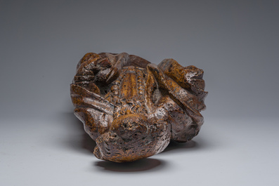 Saint Antoine en bois sculpt&eacute; avec traces de polychromie, 17&egrave;me si&egrave;cle