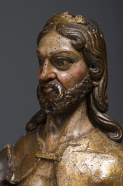 Christ Sauveur en bois sculpt&eacute; et polychrom&eacute;, 16&egrave;me/17&egrave;me si&egrave;cle