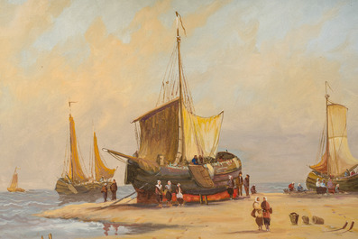 Hendri(c)k Vader (1928-1997, &agrave; la mani&egrave;re de): Le retour de la p&ecirc;che, huile sur toile