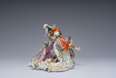 Groupe en porcelaine de style Meissen figurant le 'Colin-maillard', probablement Dresden, Allemagne, 19&egrave;me si&egrave;cle