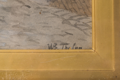 Willem Bastiaan Tholen (1860-1931): Paysage urbain anim&eacute;, aquarelle sur papier