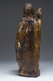 Christ Sauveur en bois sculpt&eacute; et polychrom&eacute;, 16&egrave;me/17&egrave;me si&egrave;cle