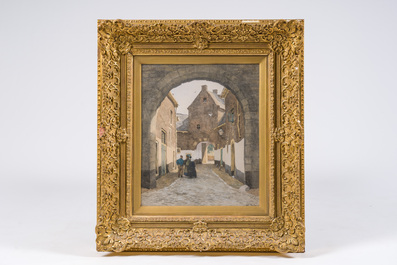 Willem Bastiaan Tholen (1860-1931): Paysage urbain anim&eacute;, aquarelle sur papier