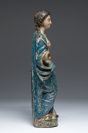 Sainte femme en bois sculpt&eacute; et polychrom&eacute;, Flandres, 17&egrave;me si&egrave;cle