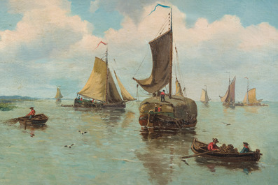 B. Nilijs (19de/20ste eeuw): Marine, huile sur toile