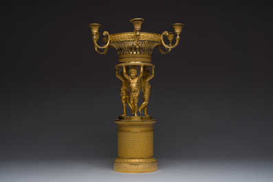 Cand&eacute;labre Charles X &agrave; six lumi&egrave;res en bronze dor&eacute;, France, attribu&eacute; &agrave; Pierre-Philippe Thomire, ca. 1820-1830