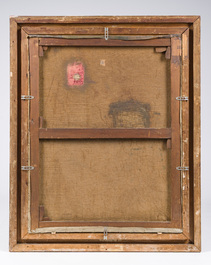 Piet Staut (1876-1933): Int&eacute;rieur avec dentelli&egrave;re et chat, huile sur toile