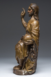 Christ Sauveur en bois sculpt&eacute; et polychrom&eacute;, 16&egrave;me/17&egrave;me si&egrave;cle