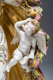 Eugenio Pattarino (1885-1971): Madonna adored by angels, polychrome decorated and gilt terracotta