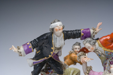 Groupe en porcelaine de style Meissen figurant le 'Colin-maillard', probablement Dresden, Allemagne, 19&egrave;me si&egrave;cle