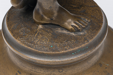 Alphonse-Henri Nelson (1854-1919): The water maiden, patinated bronze, marked 'Cie des bronzes de Bruxelles'