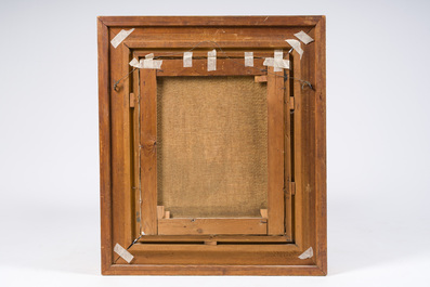 Ecole hollandaise, signature illisible: Paysage d'hiver avec moulins &agrave; vent, huile sur toile, 19&egrave;me/20&egrave;me si&egrave;cle