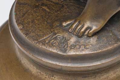 Alphonse-Henri Nelson (1854-1919): The water maiden, patinated bronze, marked 'Cie des bronzes de Bruxelles'