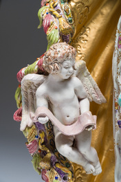 Eugenio Pattarino (1885-1971): Madonna adored by angels, polychrome decorated and gilt terracotta
