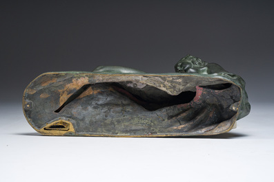 Paule Bisman (1897-1973): 'Ondine', bronze &agrave; patine verte sur socle en marbre, &eacute;d. 3/12