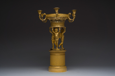Cand&eacute;labre Charles X &agrave; six lumi&egrave;res en bronze dor&eacute;, France, attribu&eacute; &agrave; Pierre-Philippe Thomire, ca. 1820-1830