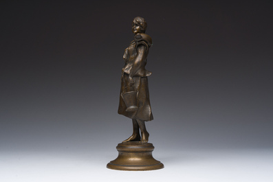 Alphonse-Henri Nelson (1854-1919): De waterdraagster, gepatineerd brons, Cie des bronzes de Bruxelles