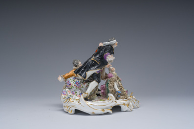 Groupe en porcelaine de style Meissen figurant le 'Colin-maillard', probablement Dresden, Allemagne, 19&egrave;me si&egrave;cle