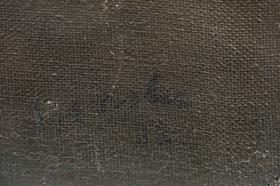 Carl Hensler (19&egrave;me/20&egrave;me si&egrave;cle): Cavalier &agrave; cheval, huile sur toile, dat&eacute; (19)32