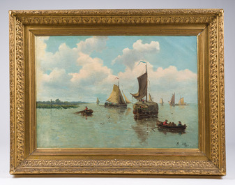 B. Nilijs (19de/20ste eeuw): Marine, huile sur toile