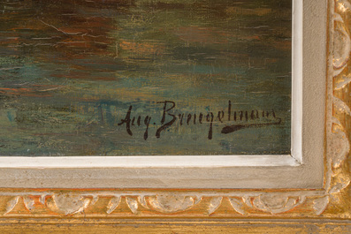 Auguste Breugelmans (1869-1918): Vue de la jet&eacute;e du village, huile sur toile