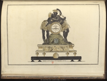 Een paar Franse verguld en gepatineerd bronzen Directoire kandelaars met twee lichtpunten in de vorm van toortsdragende Afrikanen, eind 18de eeuw