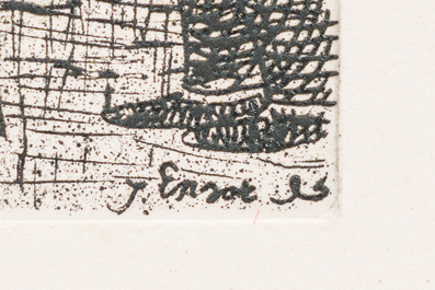 James Ensor (1860-1949): Les vieux polissons, eau forte, dat&eacute; 1895